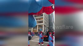 US: Giant Character Balloons Soar Over Manhattan In Thanksgiving Parade Spectacle