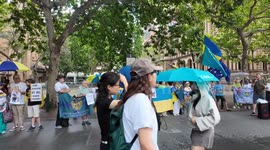 Weekly rally in support of Ukraine continues in rain, Sydney, Australia