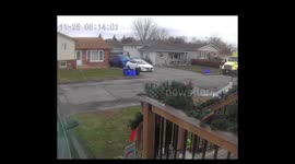 Caught on my security camera on recycle day! this poor worker got left behind while collecting recycling and the driver drove off and left him not even realizing!