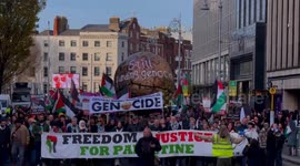 Thousands of Pro-Palestine demonstrators rally in Dublin