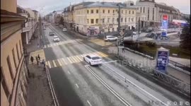 Driver hits pedestrian after collision in central Kazan, Russia