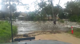 Floodwater gushes through Barossa Valley, South Australia
