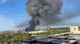 Massive recycling facility fire sends thick black smoke over neighborhood in Taoyuan, Taiwan