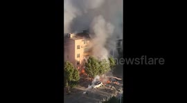 Explosion at Chinese firework store flips car and destroys building