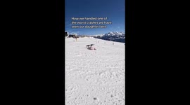 Supportive parenting helps young skier overcome a fall in Laax, Switzerland