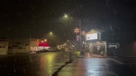 US: Snow falling in Medical Lake, Washington