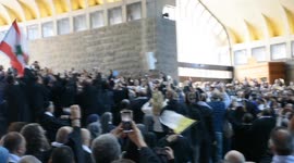 Pope Leo XIV meets clergy at Our Lady of Lebanon shrine in Harissa