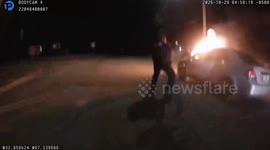 Officers Pull Driver From Burning Car in Dramatic Rescue