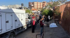 Bodies of Palestinians killed in Israeli attacks held at Nasser Hospital for identification