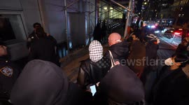 Pro-Palestine demonstrators protest outside John Jay College in NYC