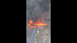 Truck bursts into flames near subway station in Guangzhou, China