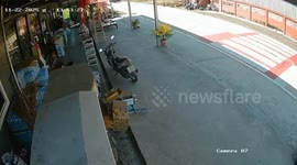 Out-of-control motorcycle crashes into shop