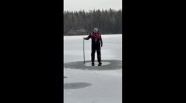 Angler demonstrates early ice danger in viral clip — 325k views