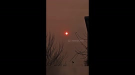 Fiery Red Sun Looms Over Changchun, China, Due to Heavy Haze