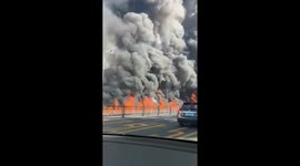Massive Fire Erupts on Elevated Road in Guangdong, China
