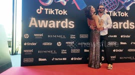 Indy Clinton and her husband Ben Azar on the red carpet at the 2025 TikTok Awards, Sydney, Australia