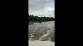 Tubers sent flying into water after inflatable raft flips during July 4th ride in Texas