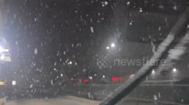 Meatball-sized snowflakes fall in New Albany, Indiana, USA