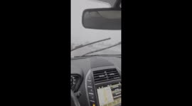 Rapidly worsening snowy highway conditions in Elgin, Illinois, USA