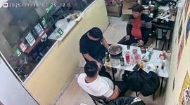 Sudden hot pot explosion sprays soup onto diner's face in China