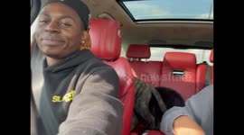 Dog relieves itself during car ride to the vet in Barnsley, England, UK