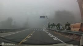 Close Call! Head-On Truck in Heavy Fog