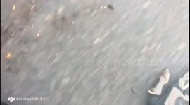 POV: Motorcycle Crash Sparks Fly