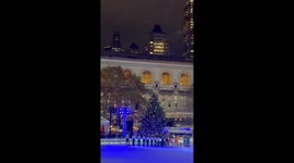 US: Annual Christmas Tree Lighting at Bryant Park in New York City