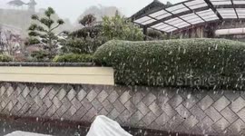 Sudden heavy snowstorm transforms the city in Hiroshima, Japan