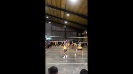 Volleyball serve goes wildly off-court in Binan, Laguna, Philippines