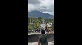Horrifying moment road opens up in front of shocked drivers