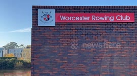 Audi perfectly copies warning sign showing a car dangling over river edge