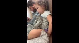 Toddler sister bursts into laughter after newborn brother farts on her lap in Tennessee