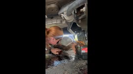 DIY mechanic gets showered in black sludge after oil change goes horribly wrong