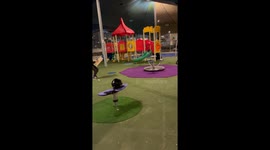 Teen filming scooter-powered merry-go-round gets hit by flying drawer in Israel