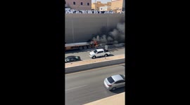 Firefighters battle massive truck blaze on Dirab Road in Riyadh