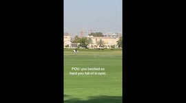 Hilarious moment best friends suffer synchronized fall from horses in Dubai