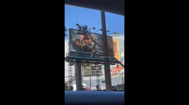 Percy Jackson billboard in Hollywood has waterfall and splash affects