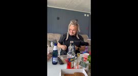 Man wears patient cat like a furry hat during family gathering in Russia