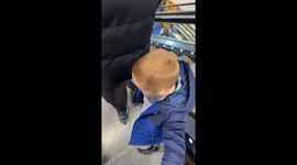 Toddler reenacts Home Alone scene at Glasgow Fort, Scotland, UK