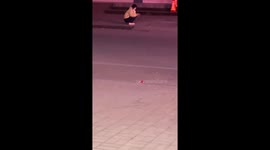 Woman accidentally sets off firework near pedicab in Jiangsu, China