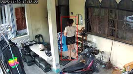 Housewife suffers electric shock leaving her stuck to metal railings