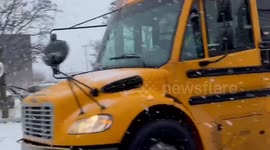 Lake-Effect Snow Blankets Rochester Airport Area as Vehicles Battle Slippery Roads