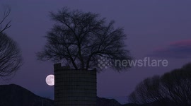 Majestic Supermoon Time-Lapse: Rising Over a Colorado Ghost Silo