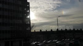 A atmospheric phenomena called a Sun Dog is seen over the skies of Essex
