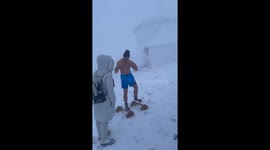 Calisthenics Display on Frozen Mountaintop