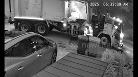 City Compost Truck Eats Bin