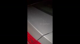 Sleet and hail shower hits Graham, North Carolina, USA