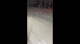 Evening snowstorm hits Eniwa, Hokkaido, Japan