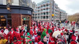 At this years annual Santacon London Some Santas get very drunk